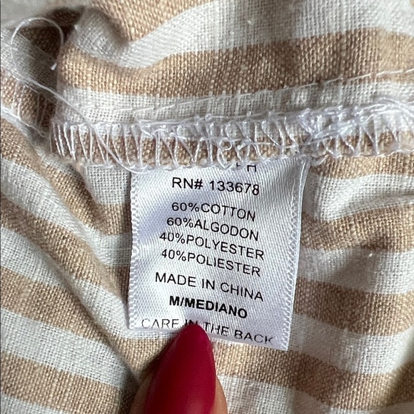 Love Tree Beige Striped High Waist Shorts - Picture 6 of 6